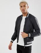 Replay Tipped Bomber Jacket In Black - Black