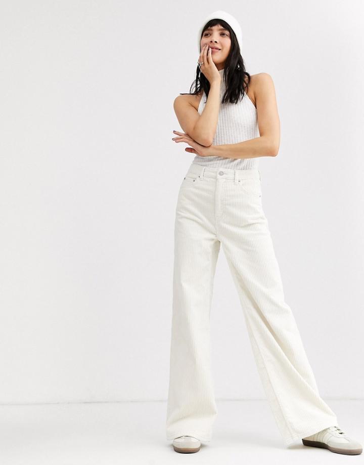 Weekday Flared Corduroy Pants In White