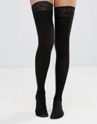 Asos Design 50 Denier Lace Top Hold Ups-black