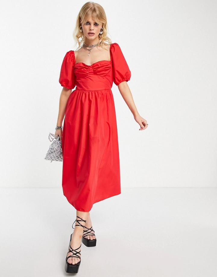 Topshop Bust Cup Midi Dress In Red