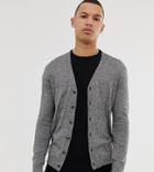 Asos Design Tall Cardigan In Black Cotton-gray