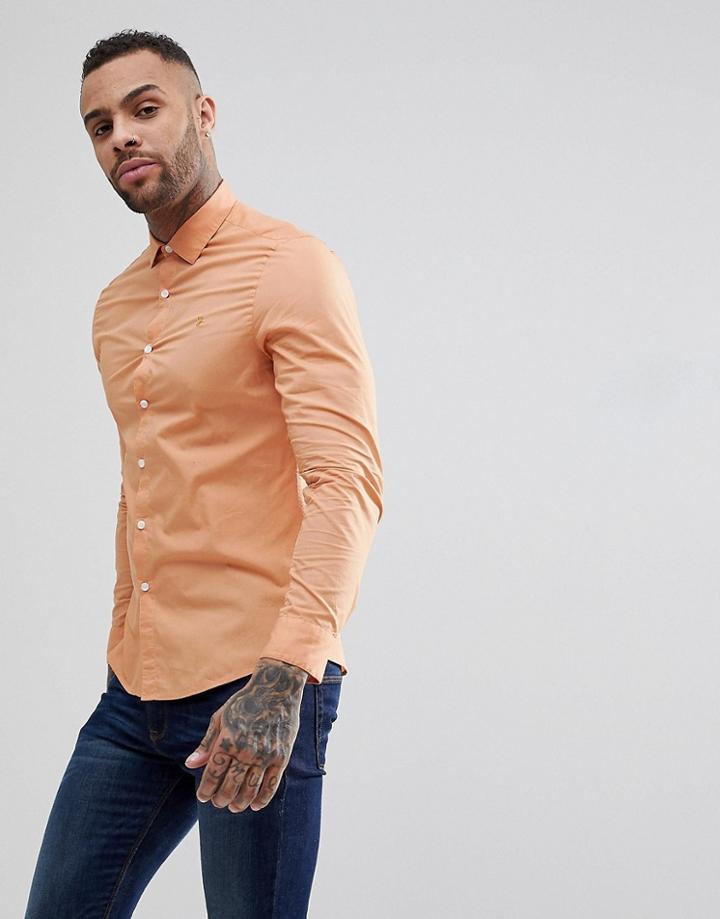 Farah Thornlea Slim Fit Poplin Shirt In Orange - Orange