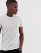 Hollister Icon Logo Slim Fit T-shirt In White Streaky Marl - White