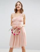 Asos Wedding One Shoulder Dress - Pink