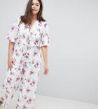 Fashion Union Plus Tea Jumpsuit With Kimono Sleeves In Vintage Floral - White