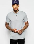 Asos Polo Shirt In Pique With Button Down Collar - Gray