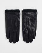 Barneys Originals Nappa Leather Cuffed Touchscreen Gloves In Black