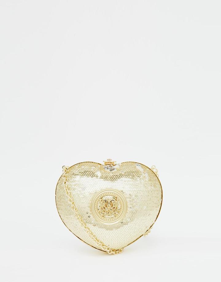 Love Moschino Sequin Heart Clutch In Gold - 90a Gold