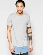 Asos Super Longline T-shirt With Denim Shirt Hem