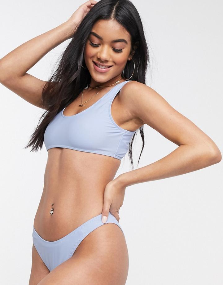 Missguided Mix And Match Boomerang High Leg Bikini Bottom In Blue-blues