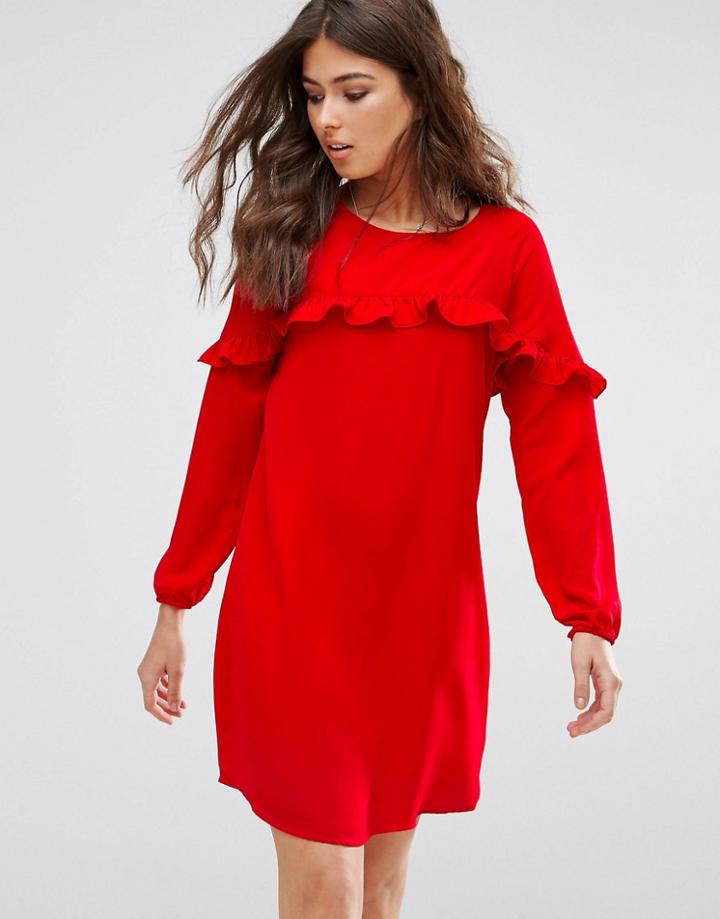Only Alex Frill Mini Dress - Red