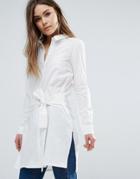 Vero Moda Tie Front Longline Shirt - White