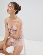 Asos Design Luna Lace Cami & Short Set - Pink