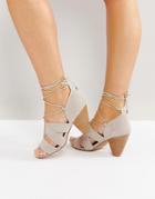 Asos Tali Lace Up Heeled Sandals - Gray
