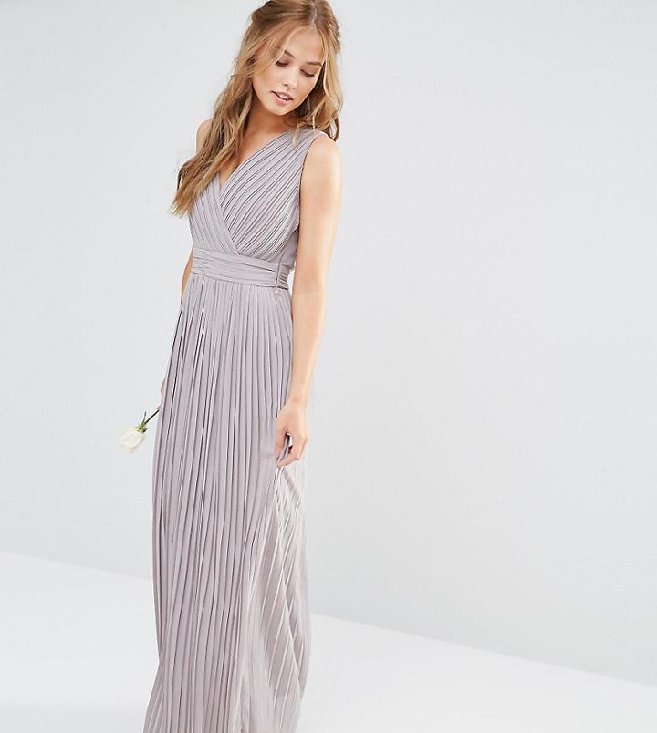 Tfnc Wedding Pleated Wrap Maxi Dress - Gray