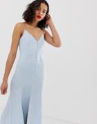 New Look Maxi Dress With Button Detail In Pale Blue - Silver