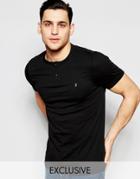 Farah T-shirt With Henley Neck Slim Fit Exclusive - Black