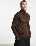 Rudie Fitted Roll Neck Sweater-brown