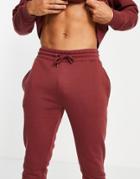 Topman Recycled Polyester Blend Sweatpants In Burgundy - Part Of A Set-red