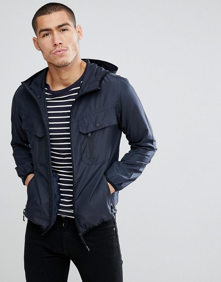 Brave Soul Zip Through Windbreaker Jacket - Navy