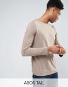 Asos Tall Long Sleeve T-shirt With Crew Neck - Brown