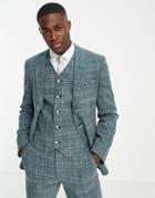 Asos Design Wedding Skinny Suit Jacket In Forest Green Crosshatch