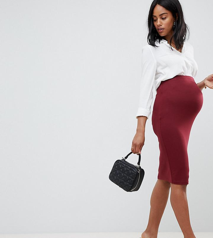Asos Design Maternity Jersey Pencil Skirt - Red