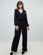 Pieces Kloe Luxe Wrap Jumpsuit-black