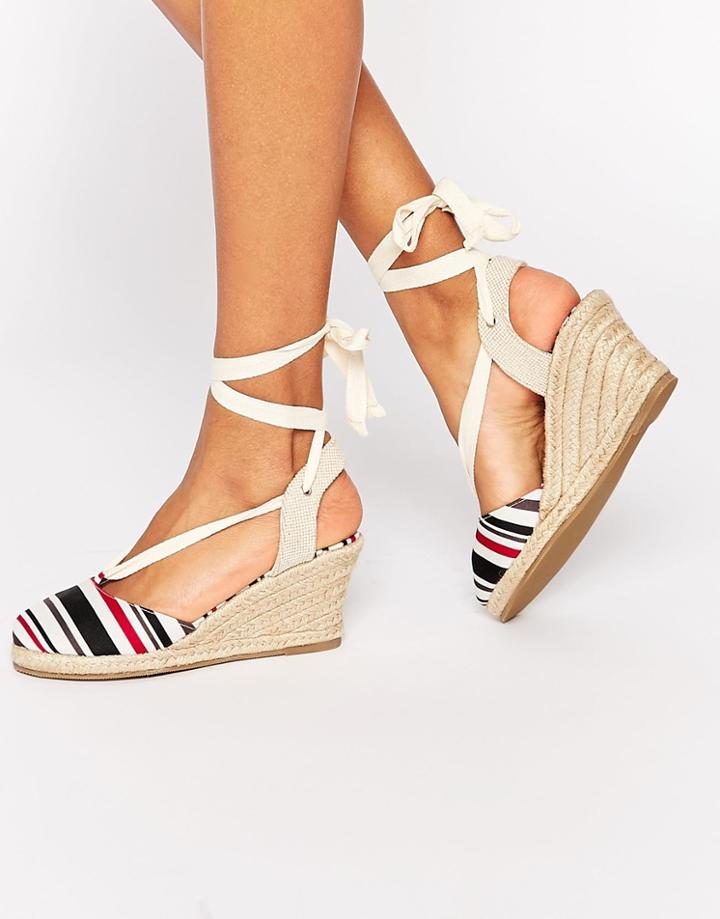 Asos Jerwood Wedge Tie Leg Espadrilles - Stripe