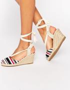 Asos Jerwood Wedge Tie Leg Espadrilles - Stripe