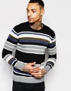 Diesel Crew K-calib-b Stripe Sweater - Black