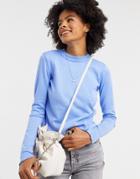 Gianni Feraud Lettuce Hem Cropped Sweater In Cornflower Blue-blues