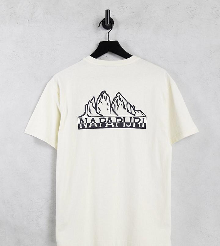 Napapijri Saretine Back Print T-shirt In Off White Exclusive At Asos