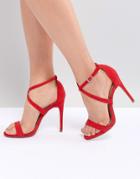 New Look Cross Strap Heeled Sandal - Red