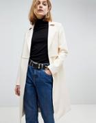 Asos Faux Leather Trench Coat - Cream