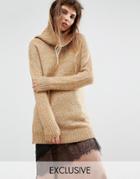Seint Longline Cowl Neck Sweater In Sand - Cream