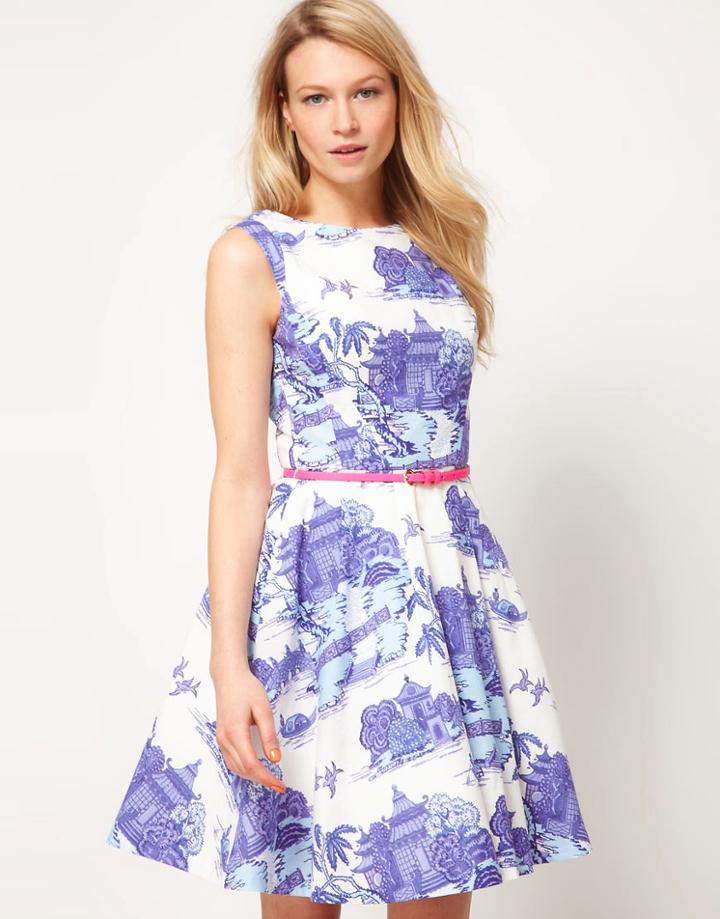 Oasis Scenic Full Skirted Dress - Multi