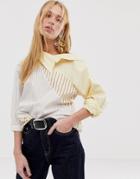 Asos White Stripe Mix Longline Shirt - Multi