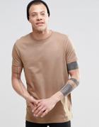 Asos Longline T-shirt With Crew Neck In Brown - Nutella
