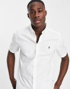 French Connection Short Sleeve Oxford Shirt In White-neutral