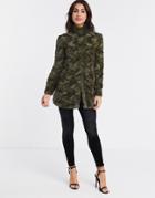 Vero Moda High Neck Fur Coat In Brown