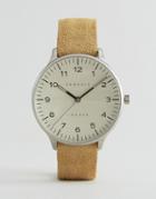 Newgate Blip Suede Strap Watch With Cream Dial - Tan