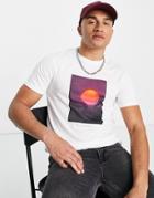 Topman Classic Fit T-shirt With Sunset Print In White