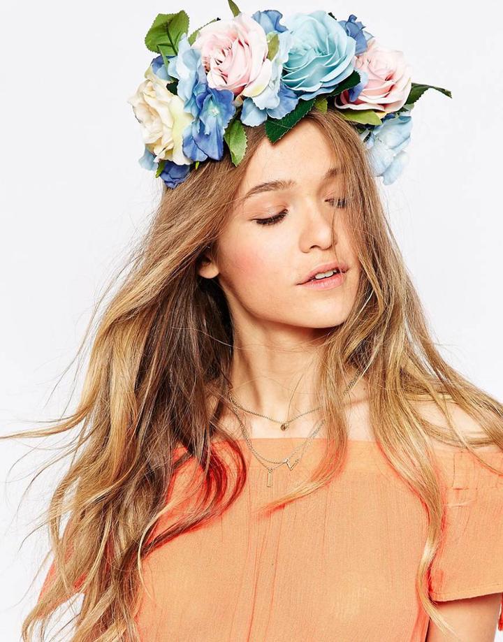 Neve & Eve Floral Hair Garland - Blue
