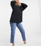 Asos Design Maternity Oversized Long Sleeve T-shirt With Cuff Detail In Black