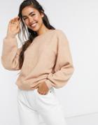 Asos Design Oversized Fine Crew Neck Sweater-pink