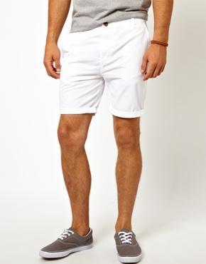 Asos Chino Shorts In Mid Length - White