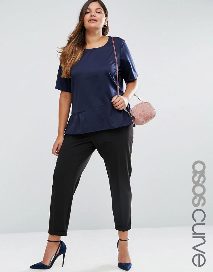 Asos Curve Peg Trouser With Turn Up - Black