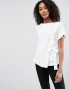 Asos Origami Top With Tie Waist - White