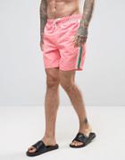 Asos Swim Shorts With Watermelon Print In Mid Length - Pink
